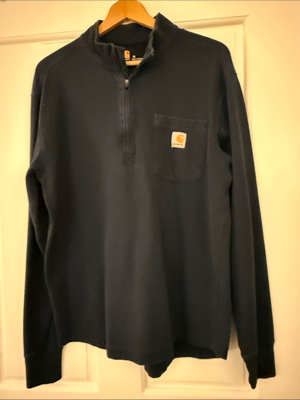 Carhartt Men's Dark Navy Quarter-Zip Pocket Pullover medium